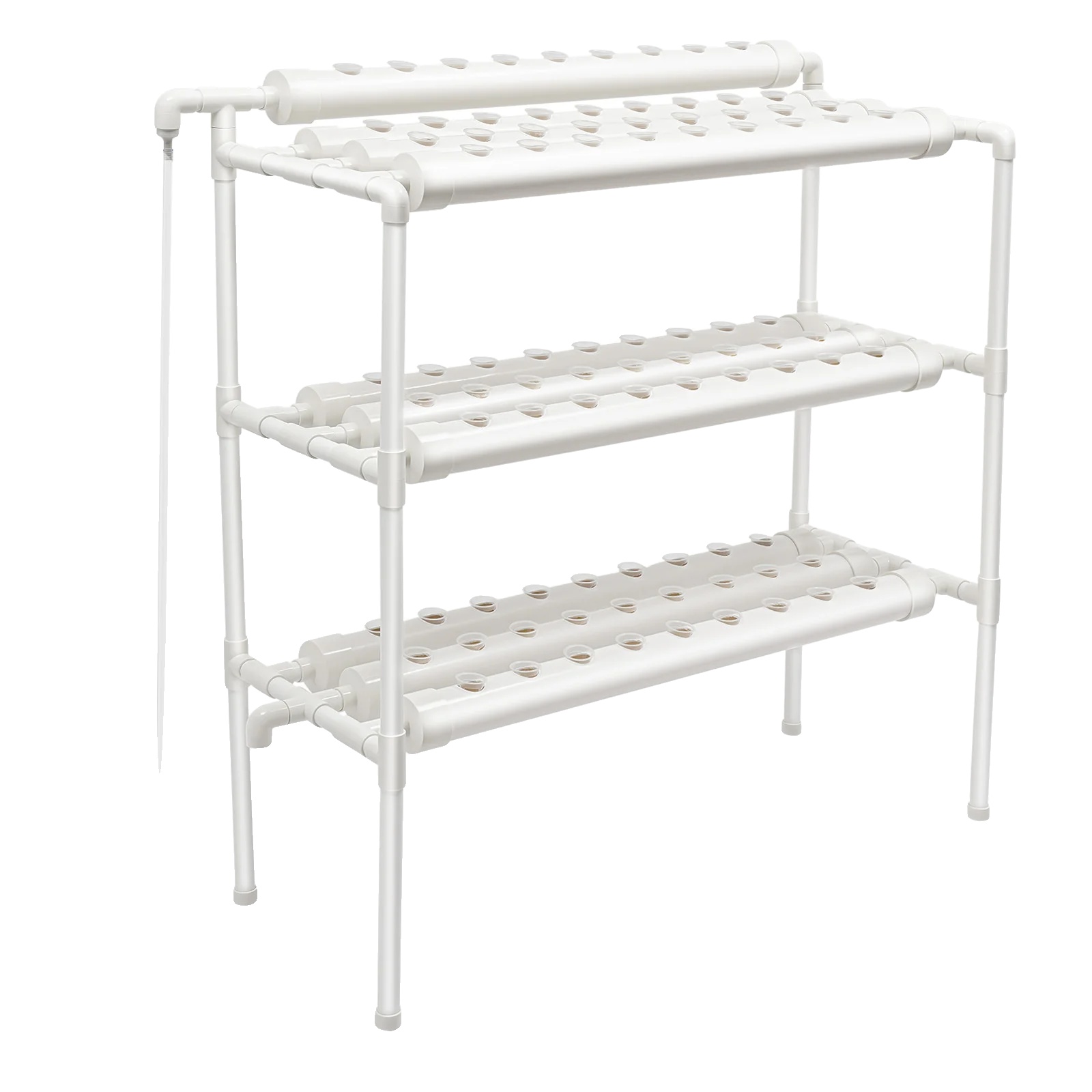 Hydroponisches Anbauset, 3-stufiges System, 90 Pflanzplätze, Weiss