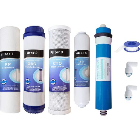 Membranset, 4 Aktivkohlefilter, 50 Gpd Umkehrosmoseanlage, 5-stufen-system, Heimaquarium