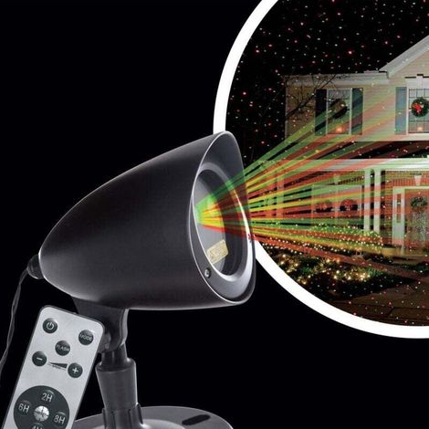 Outdoor-laser Mit Beweglichem Rot/grünen Punkt + Transformator Und Fernbedienung – Lichterketten Und Weihnachtsdekorationen