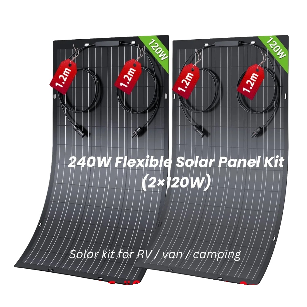 Monokristallines, Wasserfestes Solarmodul-set, 120 W 2