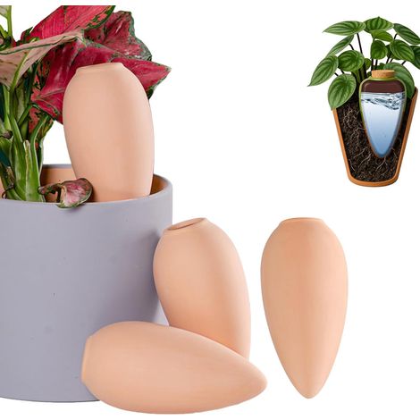 Pflanzgefäße Aus Terrakotta, 4er-set Automatische Und Umweltfreundliche Bewässerungsgefäße Für Zimmer- Und Gartenpflanzen, Bewässerungskegel Aus Ton, Vergrabene Bewässerungsgefäße Aus Terrakotta