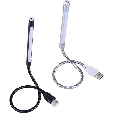 Set Mit 2 Usb-led-lampen, Flexiblem Schwanenhals Mit 10 Leds, Usb-anschluss, Touch-schalter, Leselampe. Helligkeit Einstellbar. Ideal Zum Lesen, Für Tastatur Und Computer.