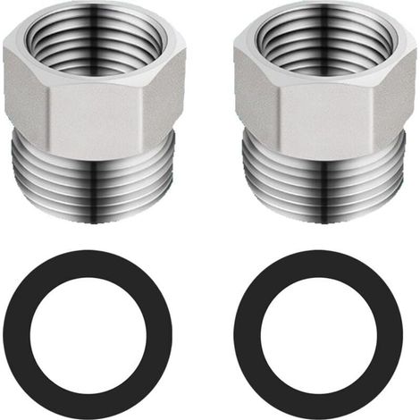 Rundanschluss Für Warmwasserschlauch, Reduzierstück Für Warmwasserschlauch, G1/2" Auf G3/8", Verchromter Edelstahl