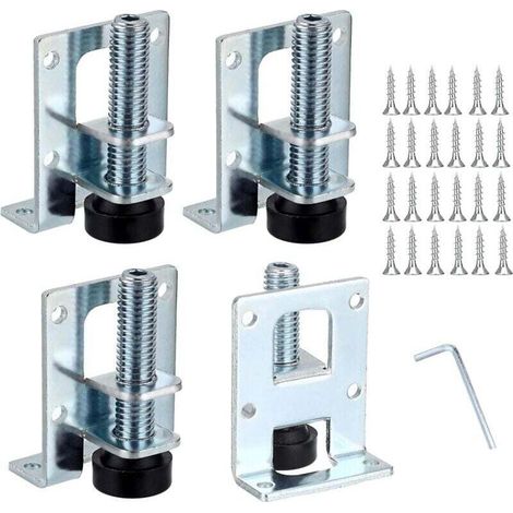 Set Aus 4 Verstellbaren L-förmigen Möbelfüßen, Möbelbefestigungswinkeln, Metallfüßen Zum Nivellieren Von Tischen, Werkbänken, Schränken, Kleiderschränken, 2 Zoll.