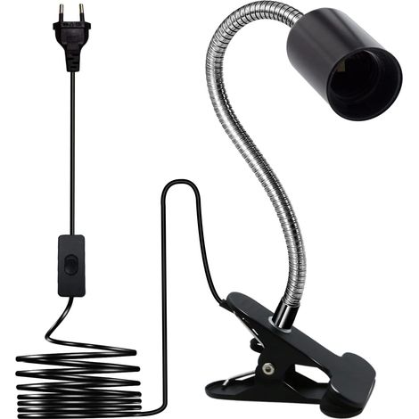 E27 Schwanenhals-klemmfassung 350 Mm – 360° Verstellbare Lampe, Metallklemme, 220 Cm Kabel Mit Schalter – Nachttisch- Und Leselampe