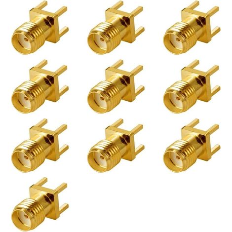 Vecys 10 Stück Sma-buchsenstecker Für Leiterplattenmontage Mit 4 Pins, Gerader Stecker