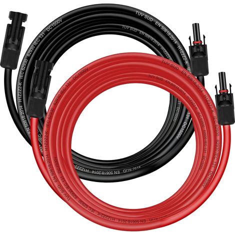 Solarkabel, 6 Mm², 3 M, Inklusive Stecker, Photovoltaik, Außenbereich