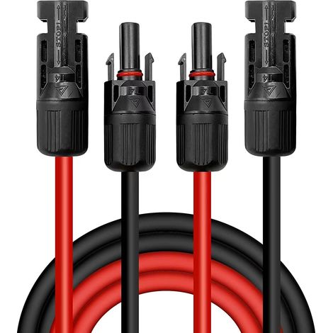 Paar Solarkabel, 4 Mm², 5 M, Inklusive Stecker, Rot Und Schwarz, Für Photovoltaikmodule