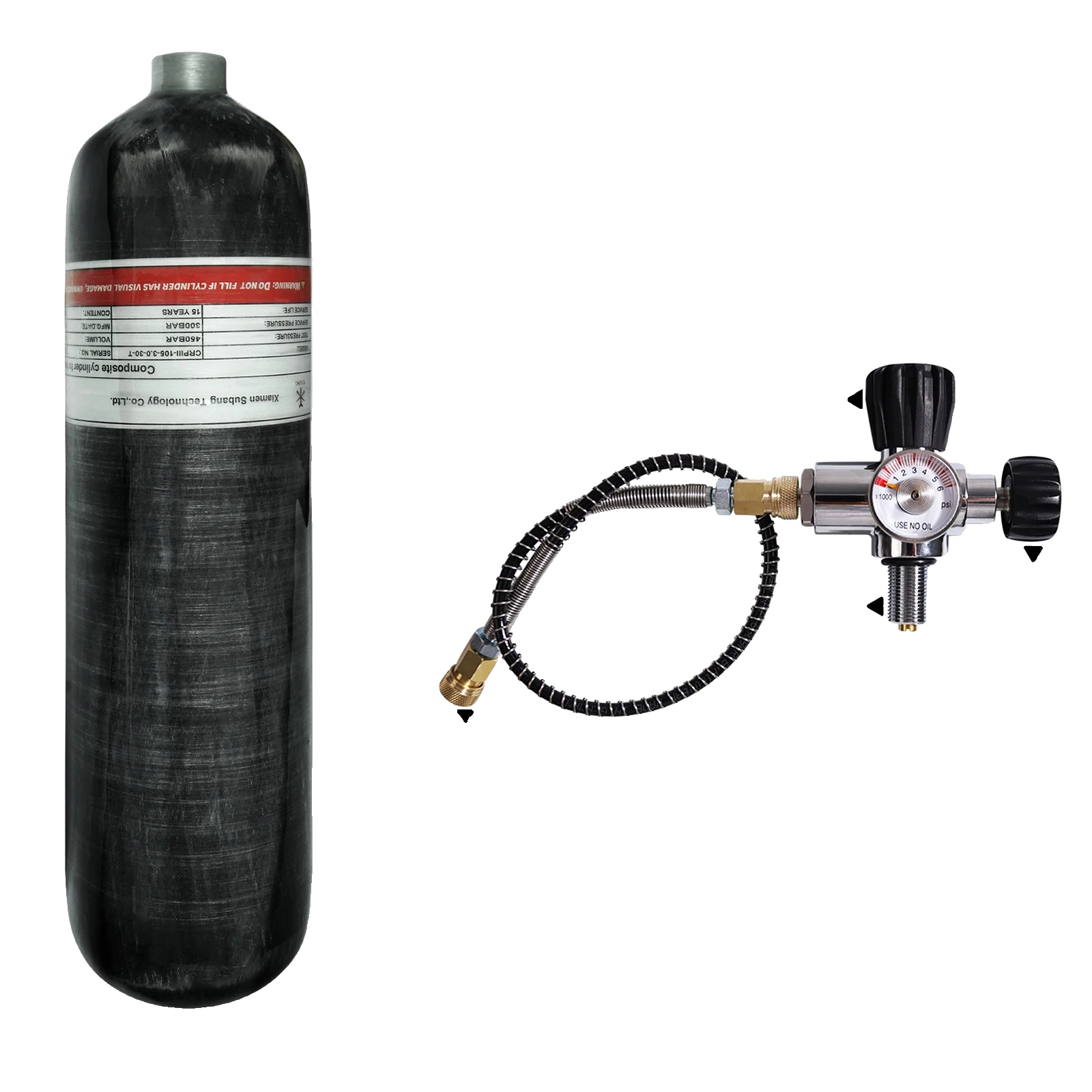 Hochdruckzylinder, Kohlefasermaterial, Leichtbauweise, 3 Liter Mit Ventil