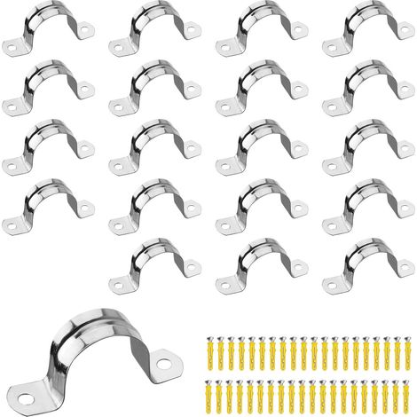20 Stück Bolatus 25 Mm 304 Edelstahl-rohrschellen, U-förmige Rohrschelle, Zweiloch-rohrschelle Mit 40 Verstellbaren Stellschrauben