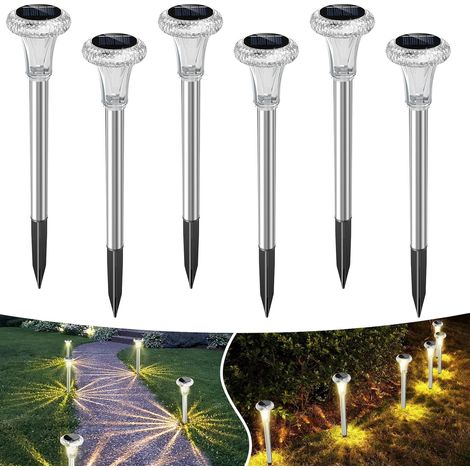 Warmweiße Solar-gartenleuchten Für Den Außenbereich, 6 Stück, Geeignet Für Rasenflächen, Gärten, Höfe Und Einfahrten