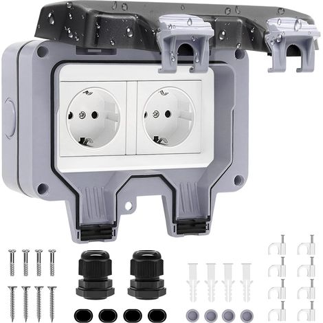 Ip66 Wasserdichte Außensteckdose Mit Abdeckung, Doppelsteckdose Für Garten, Garage Und Schwimmbad