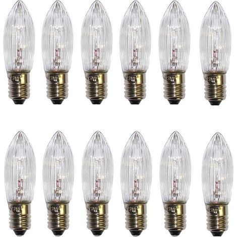 12er-pack E10-glühlampen, 34 V, 3 W, Warmweiß (2700 K), Für Lichterketten