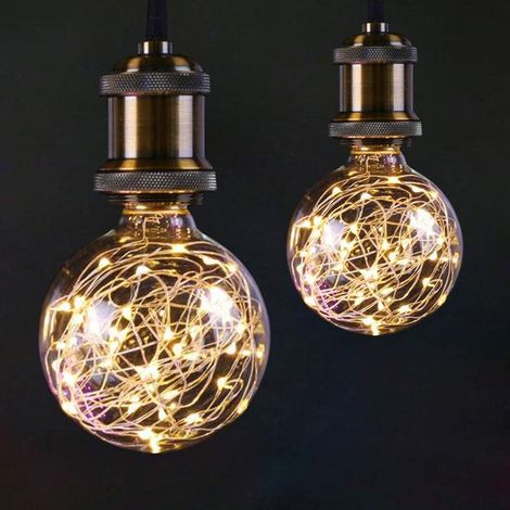 Set Mit 2 G95 E27 Led-lampen, Lichterkette Für Den Innenbereich Zur Dekoration Von Wohn- Und Schlafzimmern