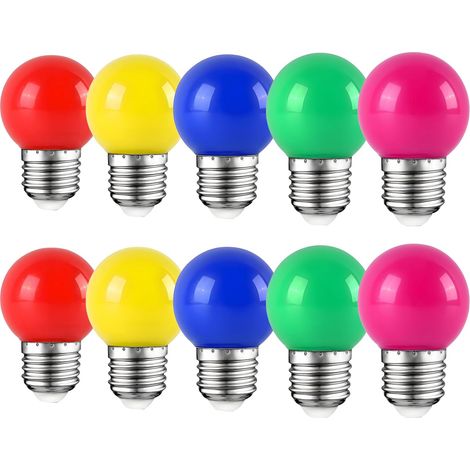 10er-pack E27 2w Mehrfarbige 360°-led-lampen Für Party-, Heim- Und Bardekoration