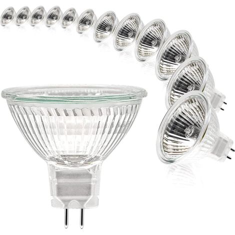 12er-pack Mr16-halogenlampen, 35 W, 12 V, Gu5.3, Warmweiß 2700 K, Dimmbar, Einbaustrahler