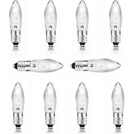10er-pack E10 24v 3w Warmweiße Kerzenbirnen Für Weihnachtslichterbögen Und Lichterketten