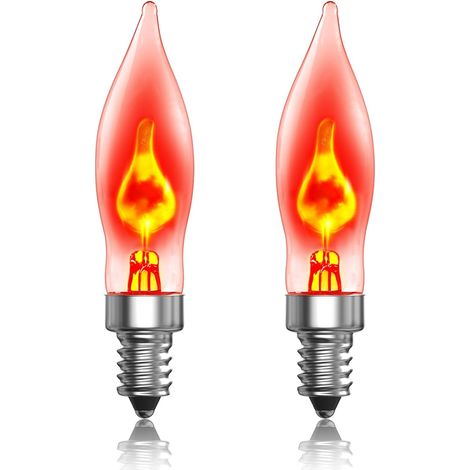 Set Mit 2 E10-glühbirnen, Blinkender Flammeneffekt, Warmweißes Licht, Weihnachtsdekoration
