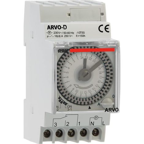 Elektromechanischer Zeitschalter, Tagesprogrammierung, Din-schienenmontage, 230 V Ac, Grau