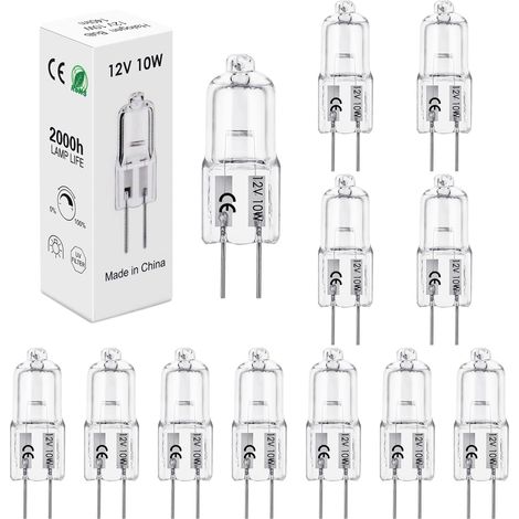 12 G4-halogenlampen, 12 V, 10 W, Dimmbar, Warmweiß (2700 K), Für Dunstabzugshaube, Backofen, Deckenleuchte