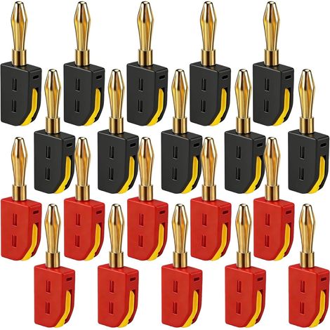 20 Bananenstecker (4 Mm), Vergoldete Messinganschlüsse, 0,2–2,5 Mm² Kabel, Für Hifi-verstärker