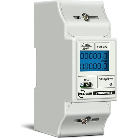 Einphasen-energiezähler, Lcd-led-anzeige, Din-schienenmontage, Max. 80 A, Kwh-messung