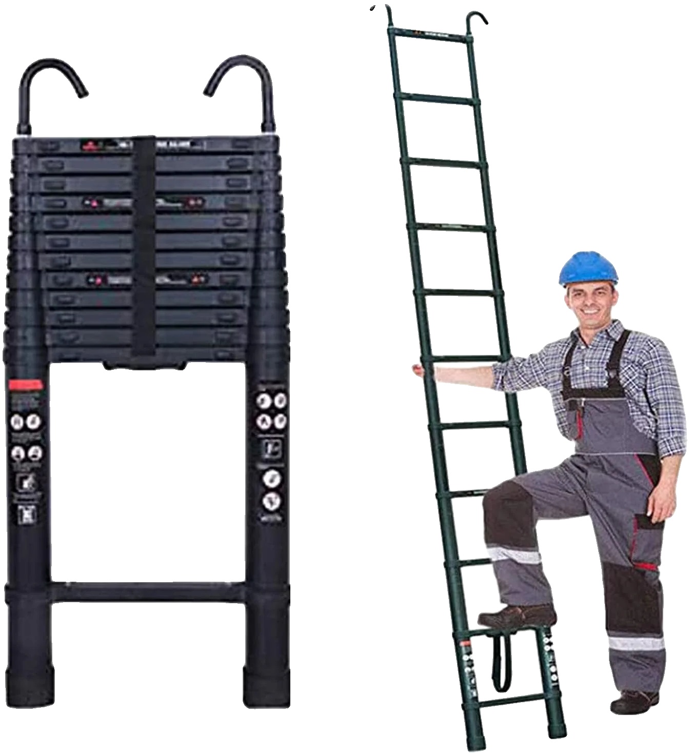 Teleskopleiter, Rutschfeste Stufen, Tragkraft 150 Kg, 5 M