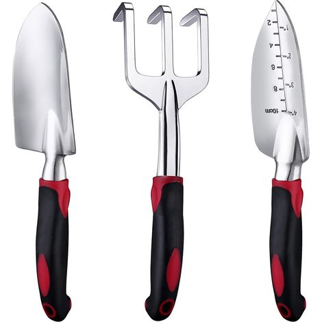 Gartengeräte, Dreiteiliges, Robustes Gartengeräte-set Aus Gusseisen, Handgeräte (rot)