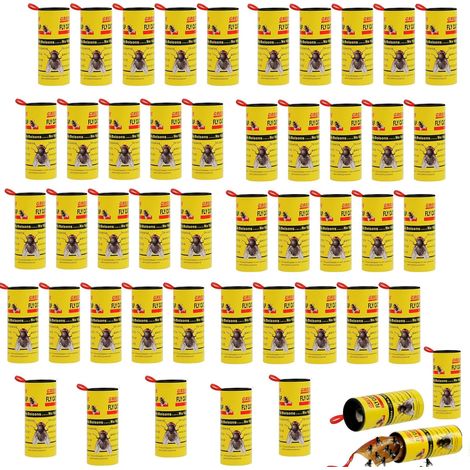 48 Fliegenfallen, Gelbes Klebepapier, Starker Klebstoff, Insektenband, Für Drinnen Und Draußen