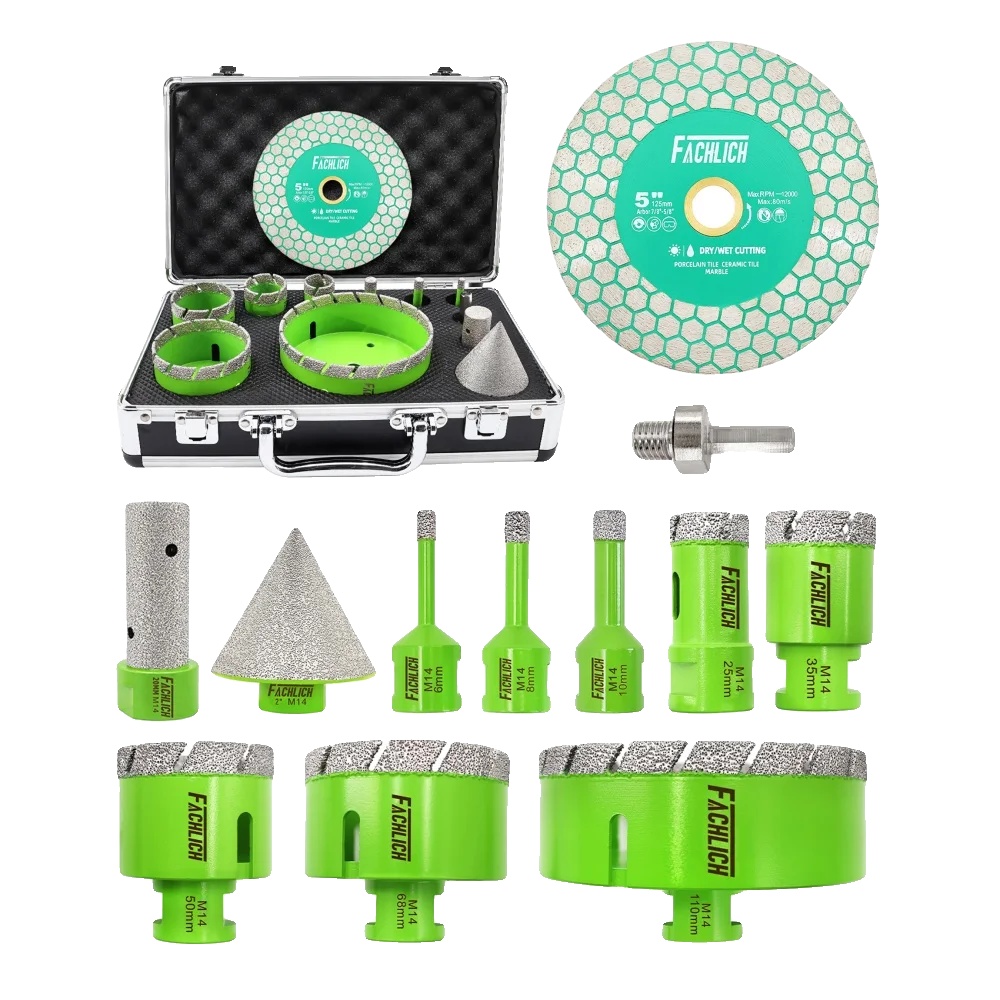 Diamantbohrer-set, 11-teilig, M14-gewinde, 125-mm-trennscheibe, Geeignet Für Granit, Multifunktional