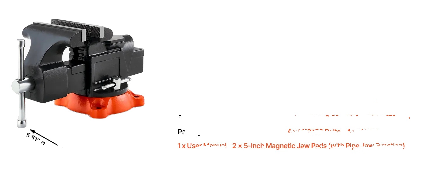 Schraubstock, 360° Drehbarer Fuß, Robuste Konstruktion, 5 Zoll