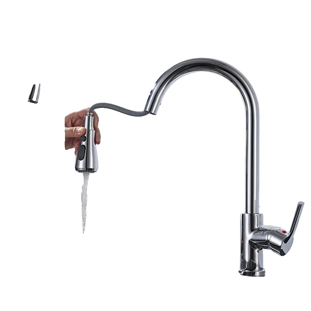 Ausziehbare Küchenarmatur, Vielseitige Strahlarten, Edelstahlkonstruktion, Cf04021cp Chrom