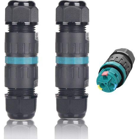 2er-pack Wasserdichte Ip68-kabelverbinder Ø9 Mm–ø12 Mm, Tüv-geprüfte 3-polige Außensteckdose Für Gartensteckdosen