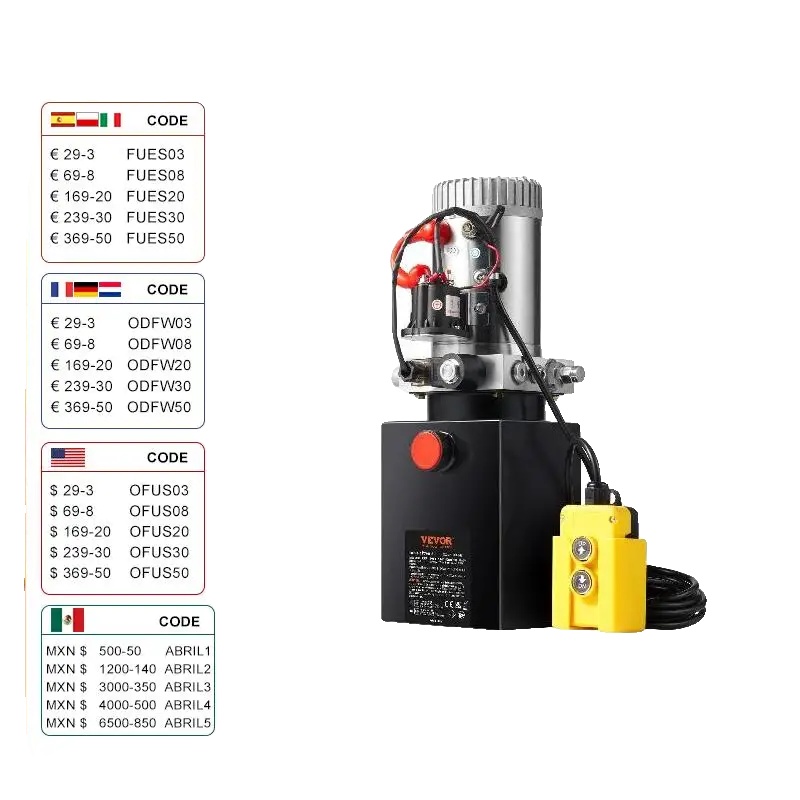 Hydraulikpumpe, 8 Quart Fassungsvermögen, Maximaler Druck 3200 Psi, 12-v-gleichstrommotor, 1,6 Kw Leistung, Integrierte Sicherheitsventile
