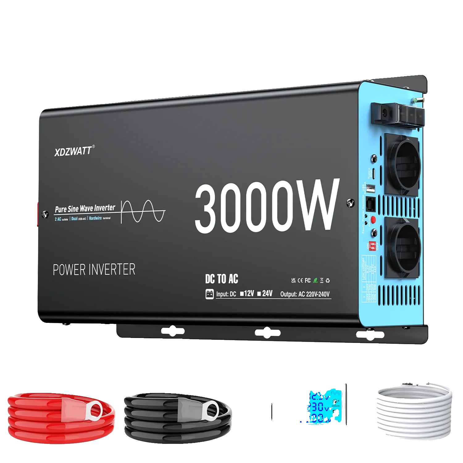 Wechselrichter, Nennleistung 3000 W, Lcd-bildschirm, 24 V 3000 W (6000 W Spitzenleistung)