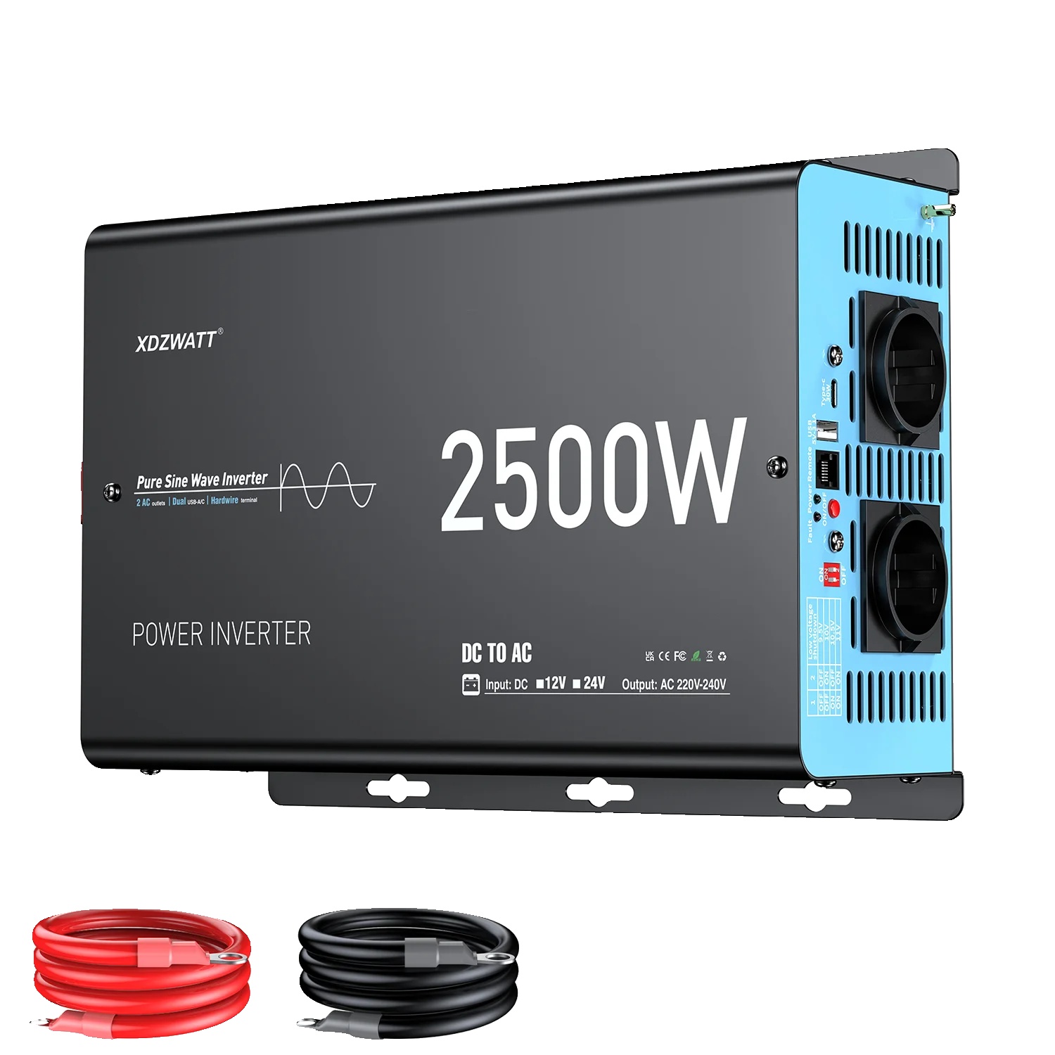 Reiner Sinus-wechselrichter, Nennleistung 2500 W, Fernbedienung Und Lcd-display, 24 V 2500 W (5000 W Spitzenleistung)