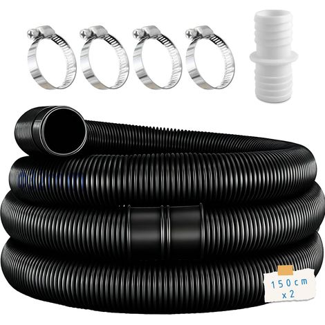 Stück 32-mm-poolschläuche Für Poolpumpen Mit 4 Sicherheitsclips Und 1 Schlauchverbinder, Ideal Für Filterpumpen, Poolreiniger Und Poolheizungen, Schwarz
