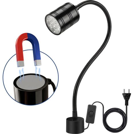 Magnetische 5-w-arbeitsleuchte, 6000k-led-arbeitsleuchte Mit Flexiblem Schwanenhals Und Magnetfuß, Magnetische Cob-led-lampe Für Werkbank, Nähmaschine, Grill, Werkstatt, Industriebeleuchtung