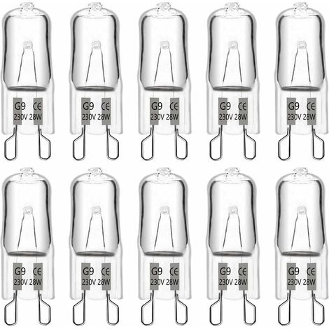 G9-halogenlampe, 28 W, 230 V, 370 Lm, Warmweiß (2700 K), Dimmbar, G9-kapsellampen, Für Kronleuchter, Außenlampen, Wandleuchten Und Möbelbeleuchtung, 10er-packung