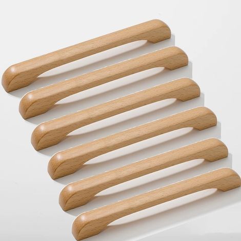 Set Mit 6 Küchenmöbelgriffen, Holzschubladengriffen, Mit Schrauben, Gebogenen Griffen, Geeignet Für Küchenmöbel Und Schubladen, 192 Mm.