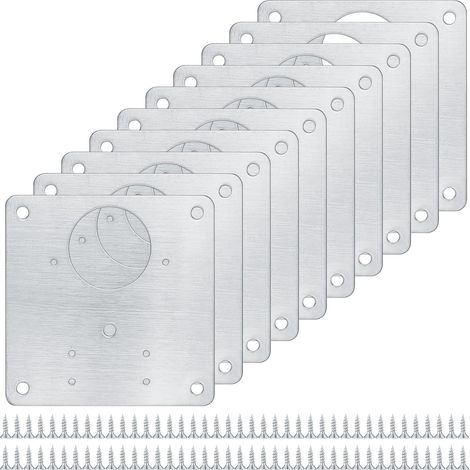 Packung Mit 10 Edelstahl-reparaturplatten Für Schrankscharniere Inklusive 80 Schrauben. Flache Befestigungswinkel Zur Reparatur Von Küchenschranktüren (10).