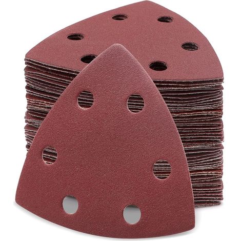 60 Stück Delta-dreieck-schleifpapier Für Delta-schleifmaschinen - 93 X 93 X 93 Mm Selbstklebende Schleifdreiecke (körnung 40/80/120/180/240/320, 6 Löcher)