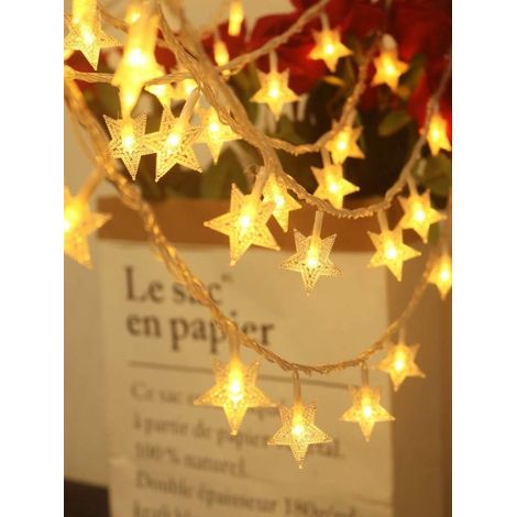 Lichterkette, 6 M (20 Fuß) Lange Bistro-lichterkette Mit 40 Leds, 2 Beleuchtungsmodi, Dekorativ Für Schlafzimmer, Terrasse, Hochzeit, Party, Geburtstag (stern)