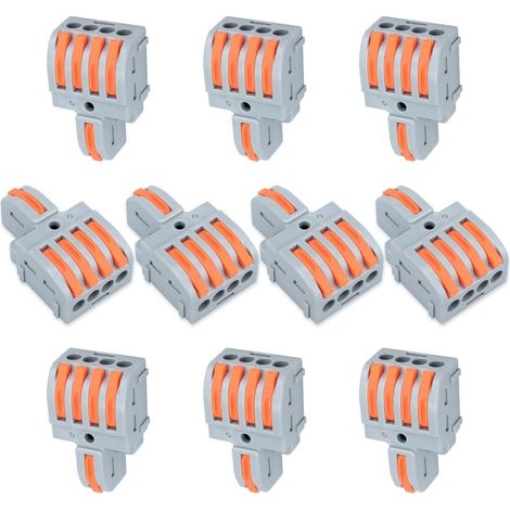 10-polige Klemmen, 1 Eingang, 4 Ausgänge, Anschlussklemme Mit Hebel, Kabelverbinder, Mit Leiterklemme 0,2–4 Mm², Für Heimwerkerprojekte