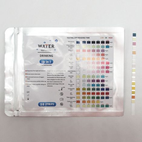 50 16-in-1 Trinkwasser-teststreifen – Wassertester – Zur Analyse Der Leitungswasserqualität: Gesamthärte, Blei, Kupfer, Nitrate