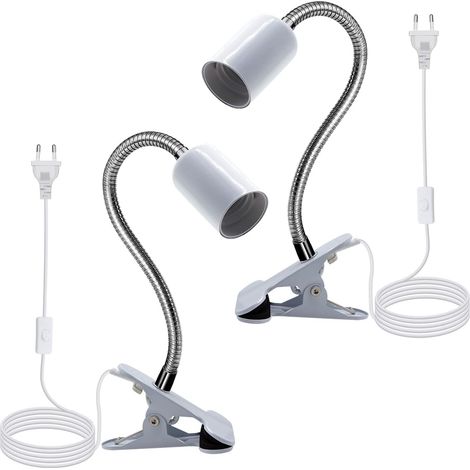 E27-fassung Mit Klemme, Verstellbare Metall-klemmleuchte Mit 350 Mm Schwanenhals, Led-nachttischlampe Mit 220 Cm Kabel, Für Schlafzimmer, Büro, Wohnzimmer