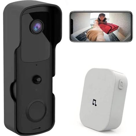 Kabellose Türklingel Mit 1080p-kamera, Wasserdichte Wlan-türklingel Für Den Außenbereich Mit Video-gegensprechanlage, Gong, Akku, Zwei-wege-audio, Nachtsicht Und Bewegungserkennung, Schwarz