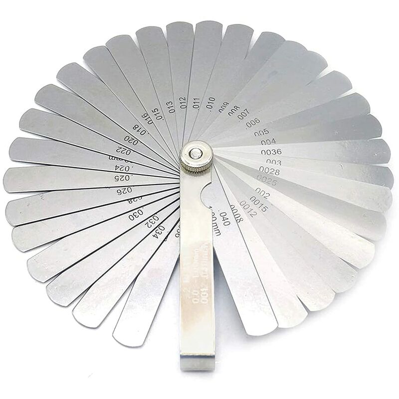 Dickenmessgeräte, 32 Stahldickenmessgeräte, Metrische Und Imperiale Dickenmessgeräte, Zur Messung Von Schlitzbreiten Und Dicken (0,02-1,00 Mm)