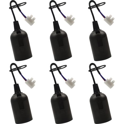 6 Stück E27 Lampenfassung E27 Glühbirnenhalter Renovierungsfassung Schwarze Baufassung Mit Kabel Baustellenfassung 4a 250v Lichtsockel-aufhängungsfassung (max. 60w)