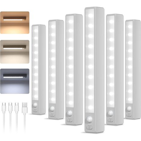 Kompakte Led-möbelleuchte Mit Bewegungsmelder, 18 Cm, Ideal Für Treppen, Mit Farbtemperaturen 7000/4500/3000 K, Einstellbarer Helligkeit (6er-pack)